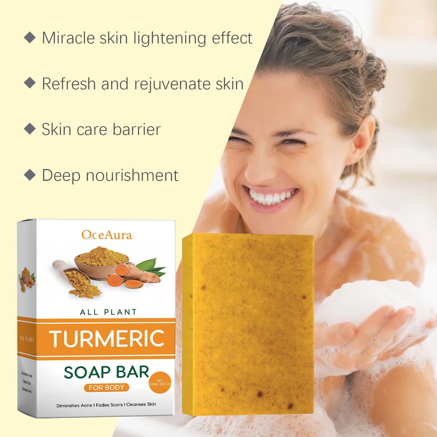 Lemon Turmeric Acid Brightening Body Soap - Deep Cleansing & Even Skin Tone