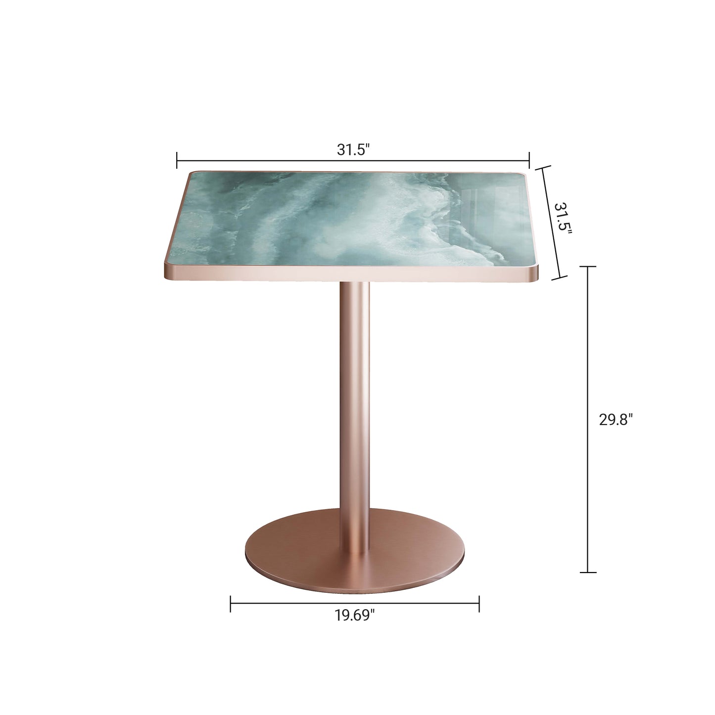 Modern 31.5-Inch Bistro Table with Faux Marble Top - Light Slate Grey