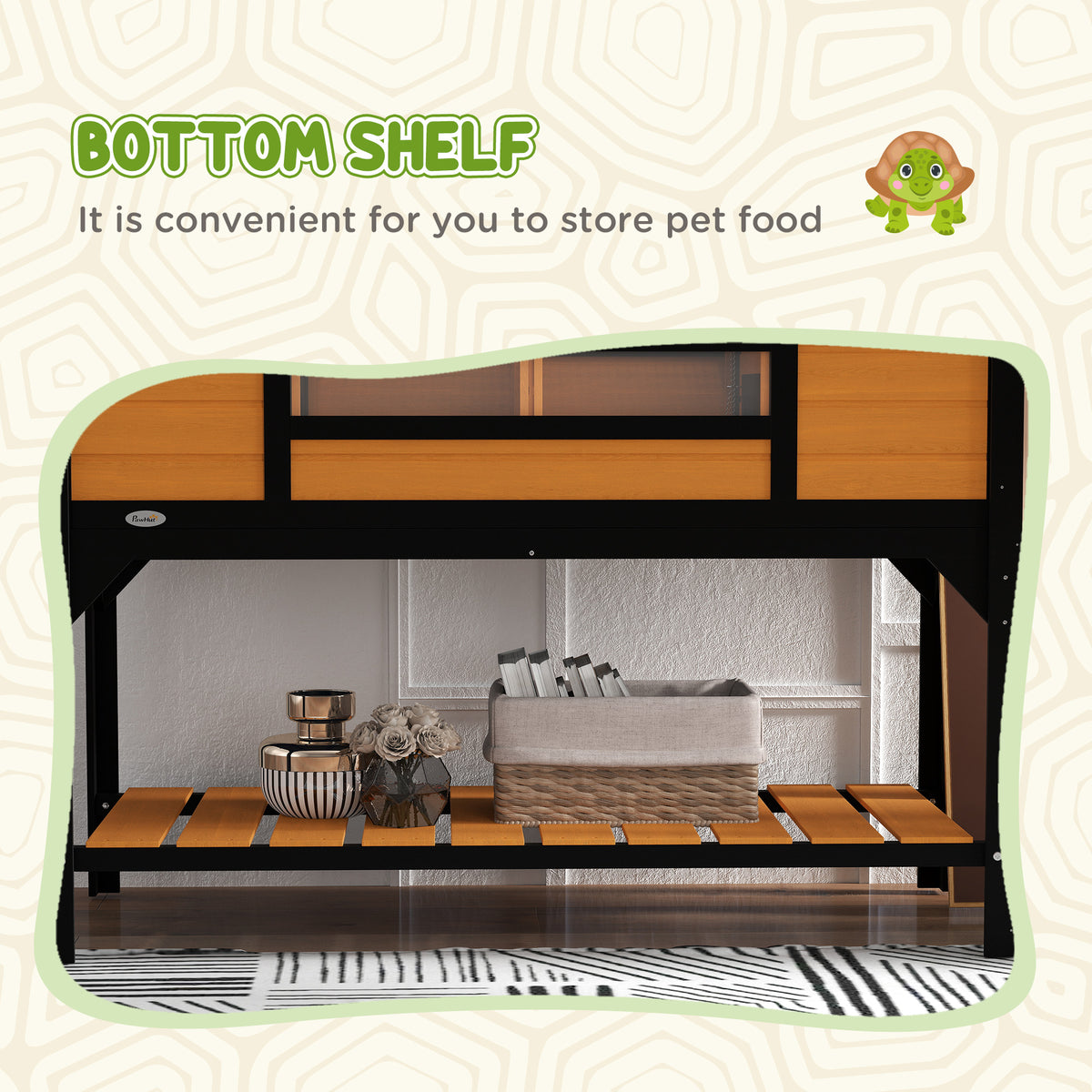 Pet Tortoise House with Adjustable Lamp Holder & Storage Shelf - Wooden Enclosure, Yellow