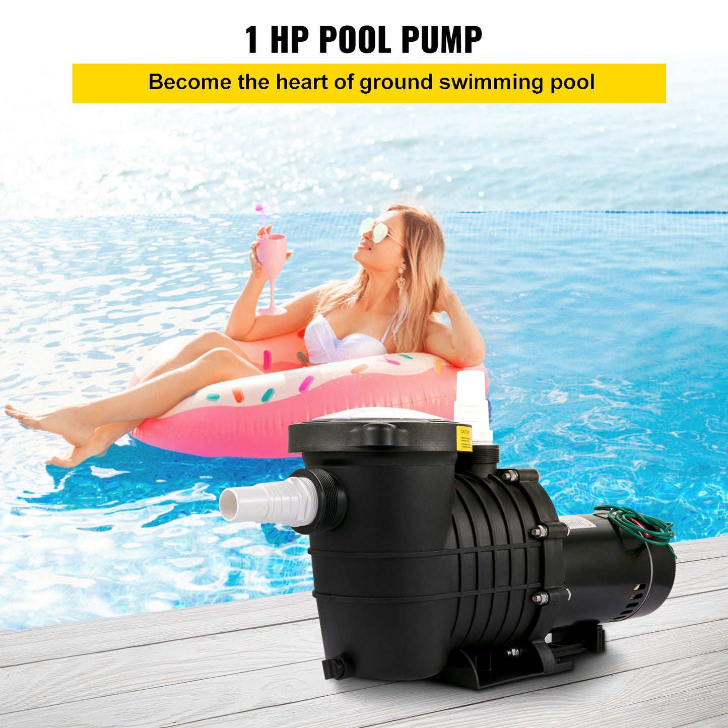 1HP Above Ground Pool Pump Dual Voltage 5544 GPH with Strainer Basket - Black
