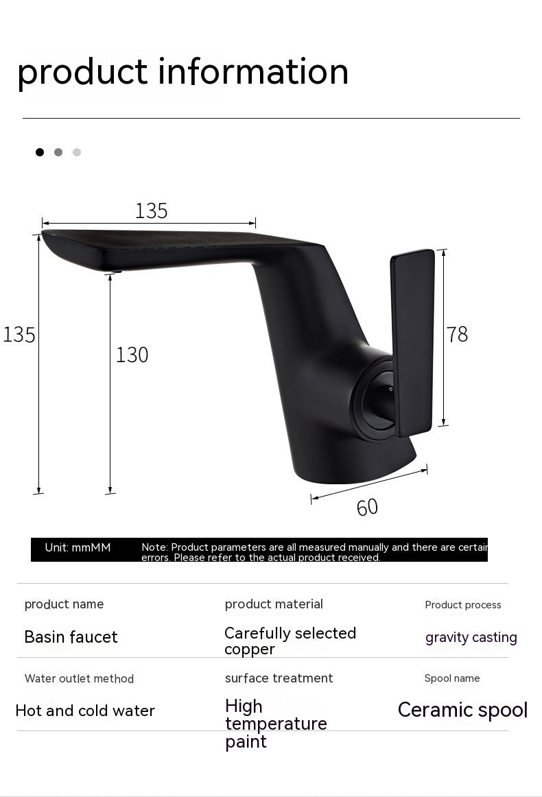 Copper Bathroom Faucet with Hot and Cold Water Mixer