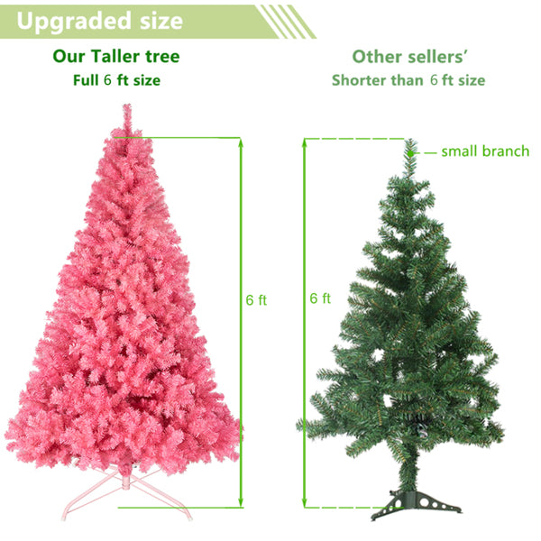 6ft Pink PVC Christmas Tree - Lush Holiday Decoration