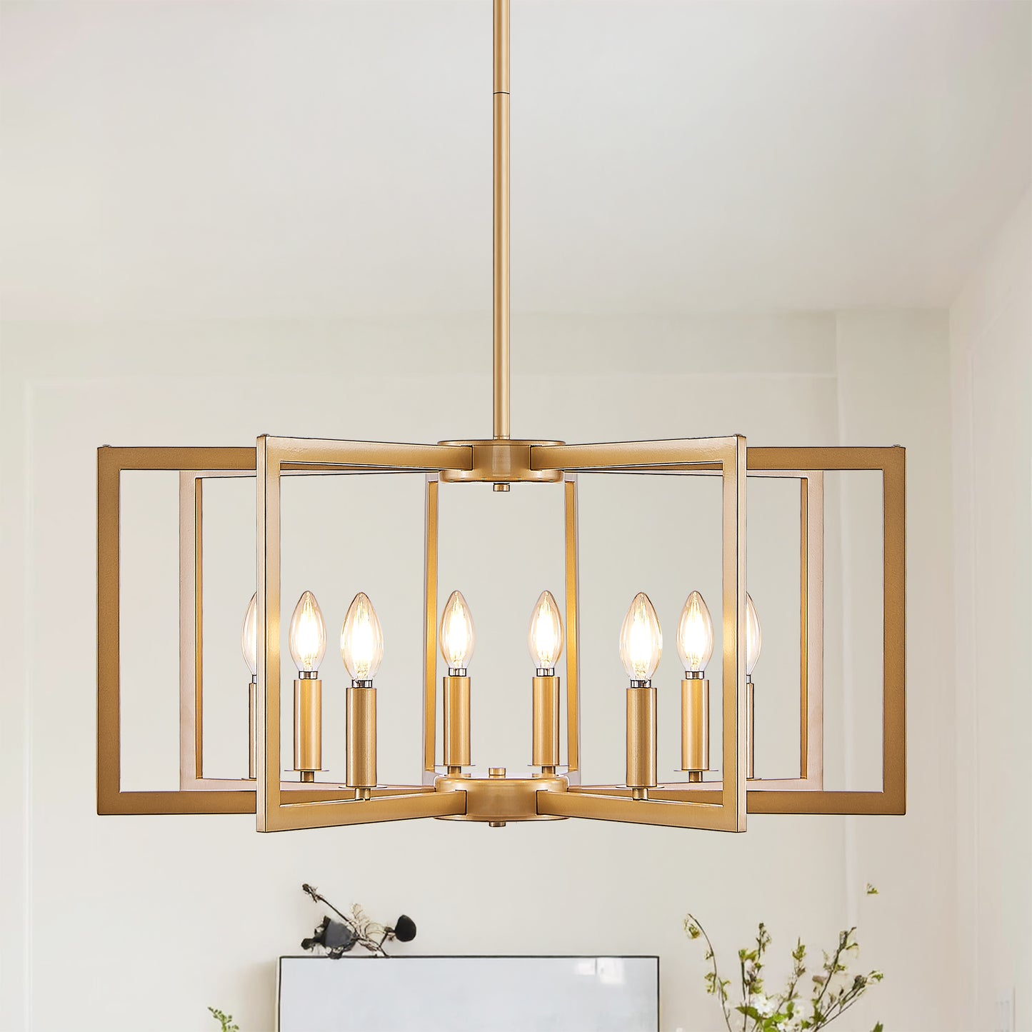 8-Light Modern Geometric Chandelier - Metal Pendant Light