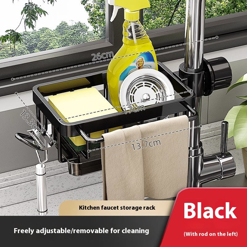 Multi-Purpose Aluminum Sink Faucet Storage Rack for Kitchen & Bathroom