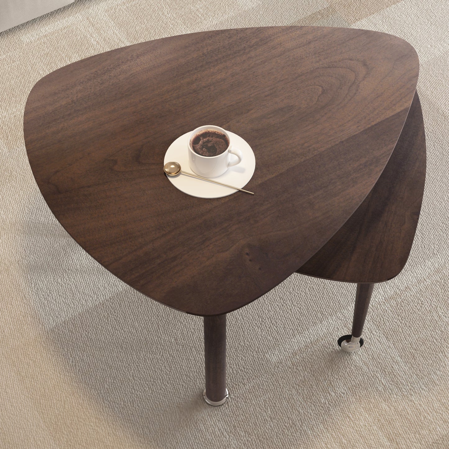 360 Degree Rotatable Modern Coffee Table For Living Room, Solid Wood