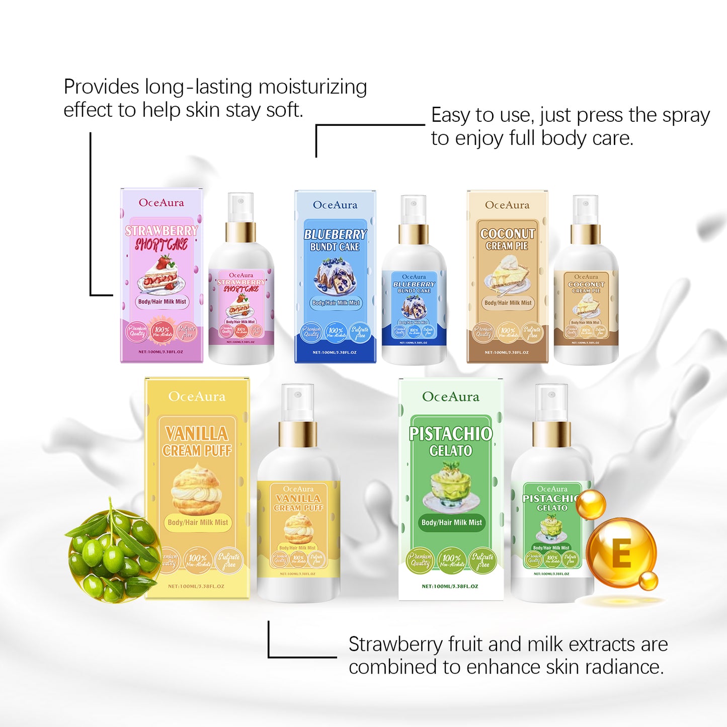 Coconut Cream Body & Hair Moisturizing Spray - 100ml Refreshing Mist