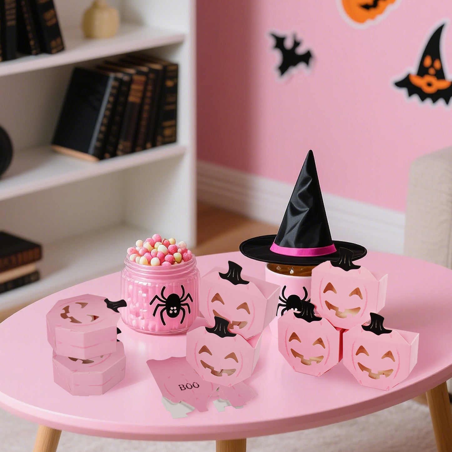 10 Pcs Halloween Pumpkin Gift Boxes - Pink Paper