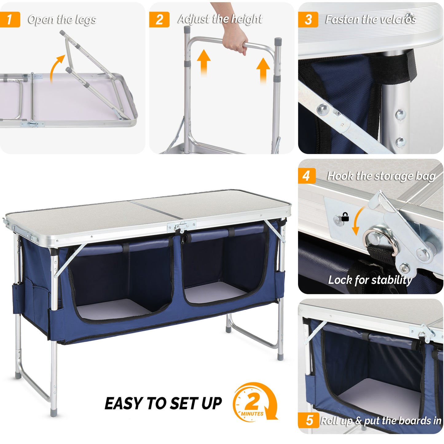 4ft Folding Outdoor Table - Portable Aluminum Alloy, White