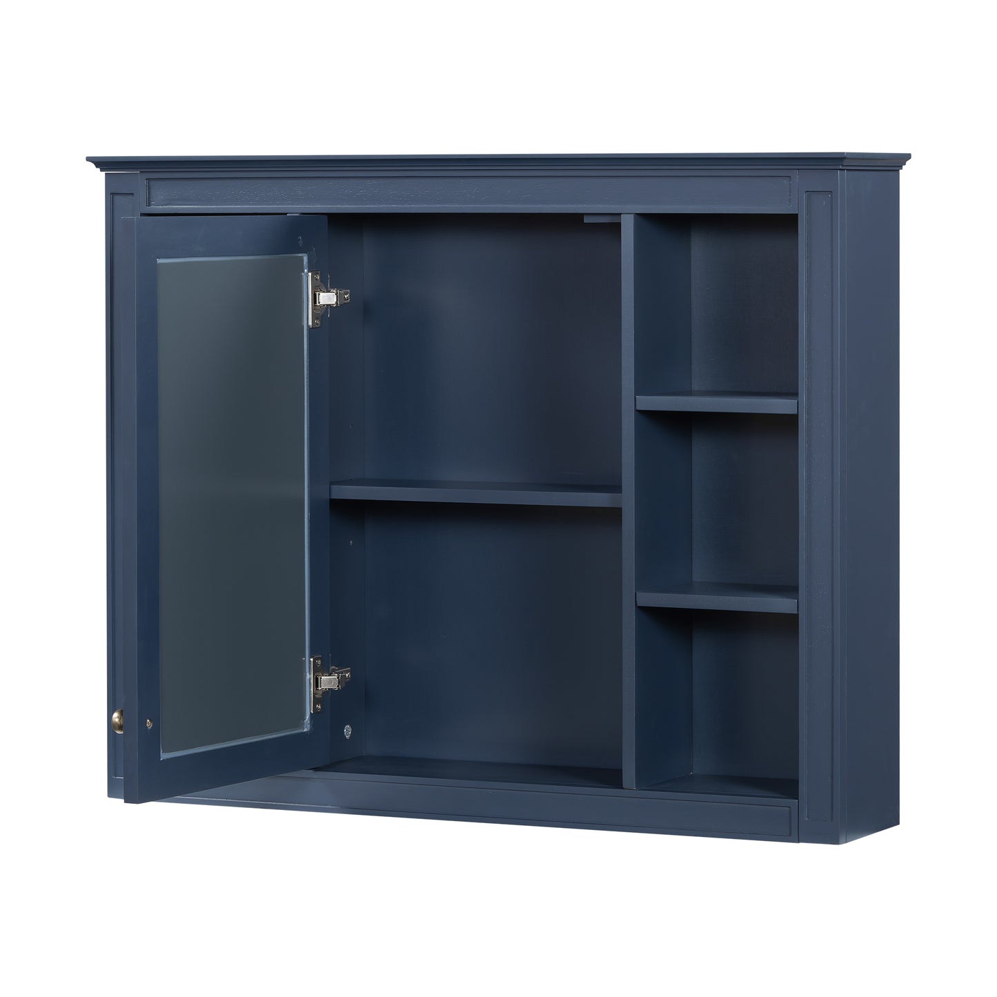 35'' x 28'' Wall Mounted Bathroom Storage Cabinet with Mirror - Blue