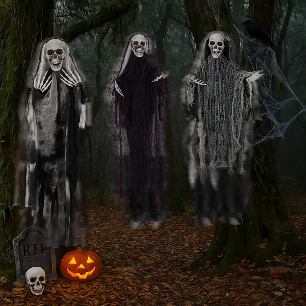 3 Pack Hanging Halloween Skeleton Ghost Decorations - Grim Reapers
