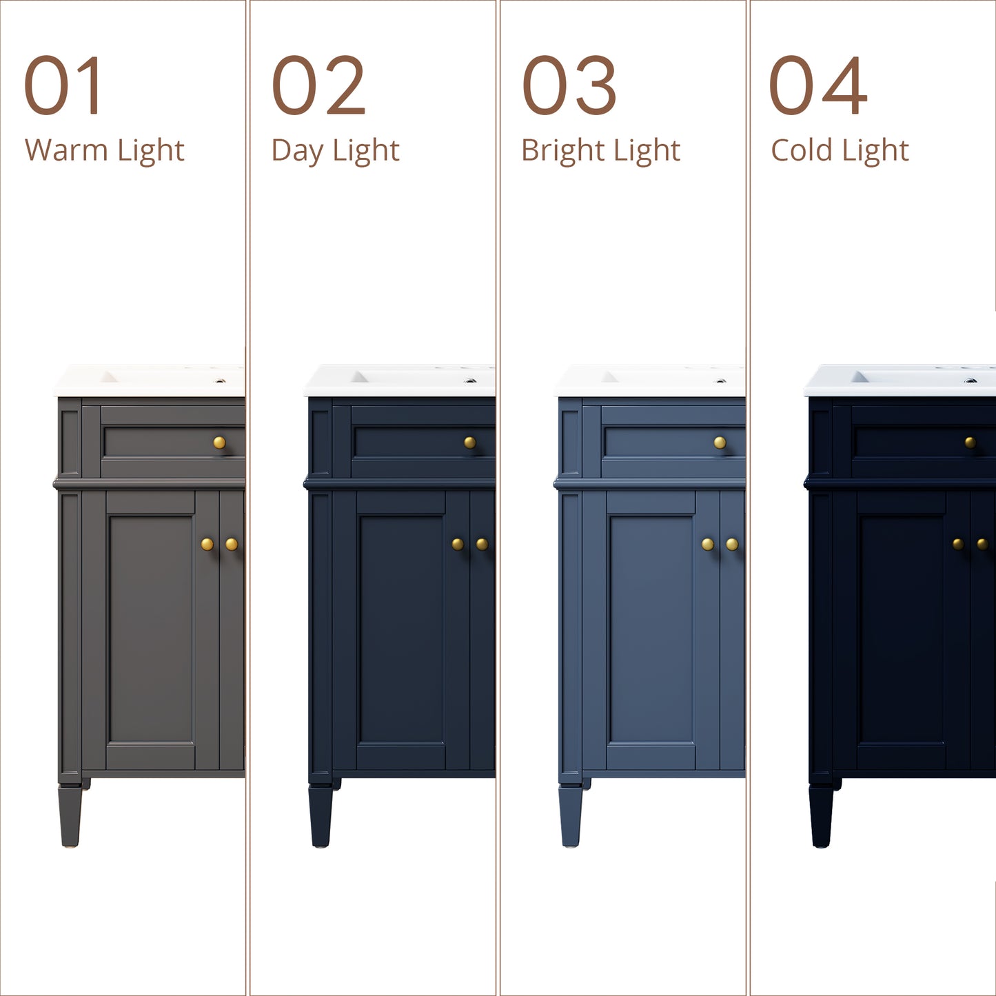 24" Blue Bathroom Vanity with Soft-Close Doors & Storage Drawer