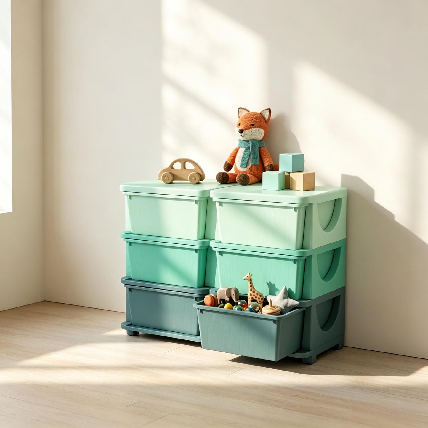 Vertical Drawer Unit Toy Organizer - Green Storage Tower