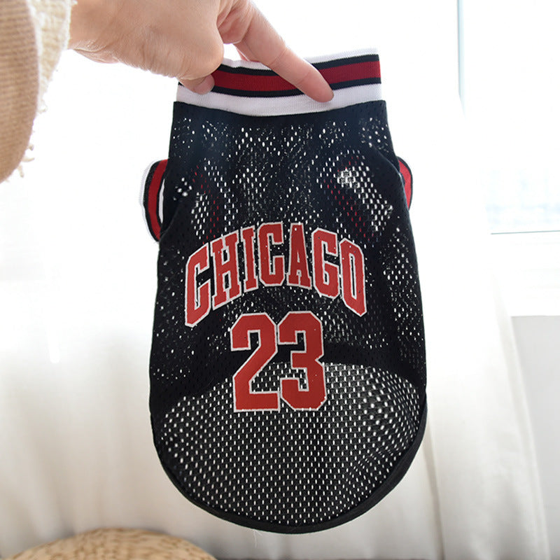 Large Mesh Basketball Dog Vest - Summer Pet Clothes for Active Dogs