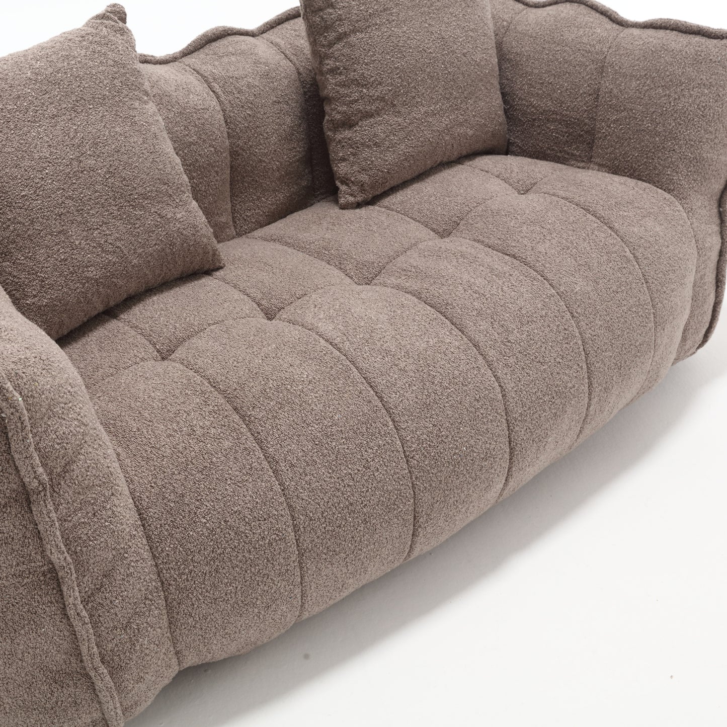 Comfortable Brown Beanbag Chair for Two - Chenille Foam Sofa
