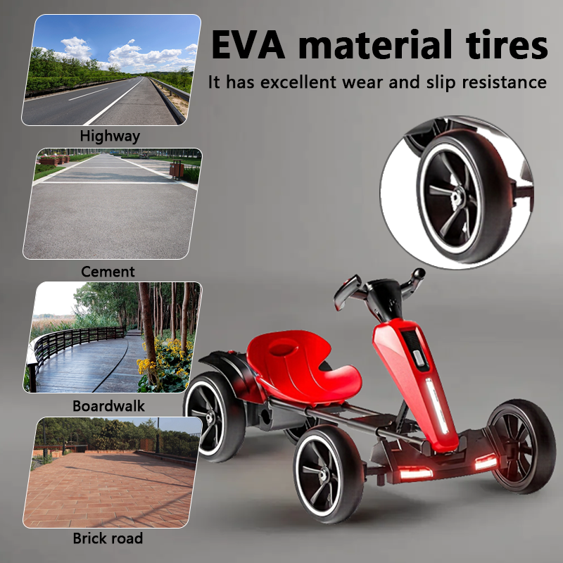 12V Electric Kids Go Kart with Adjustable Seat - Red