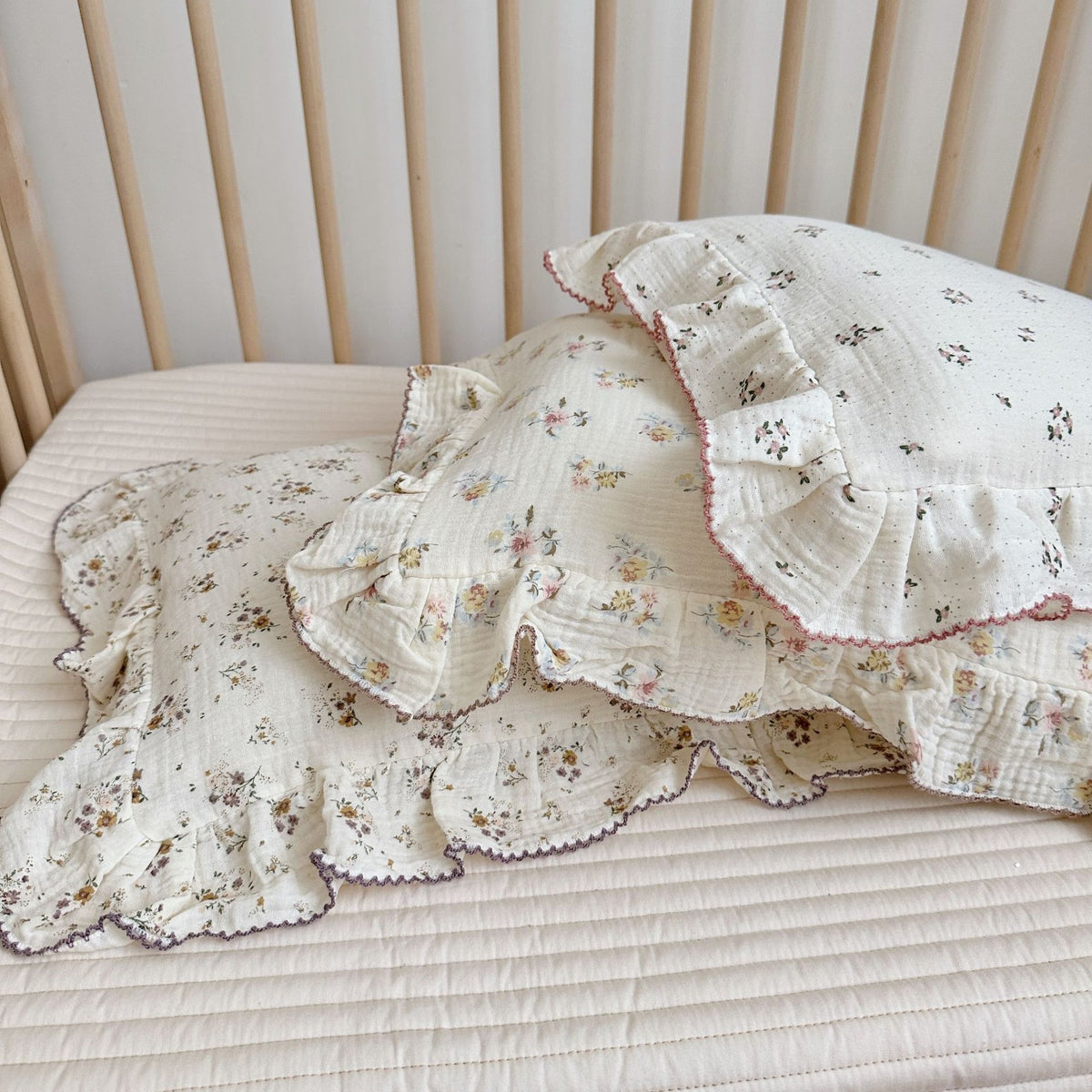 Korean Floral Cotton Gauze Pillowcase - Soft Home Bedding