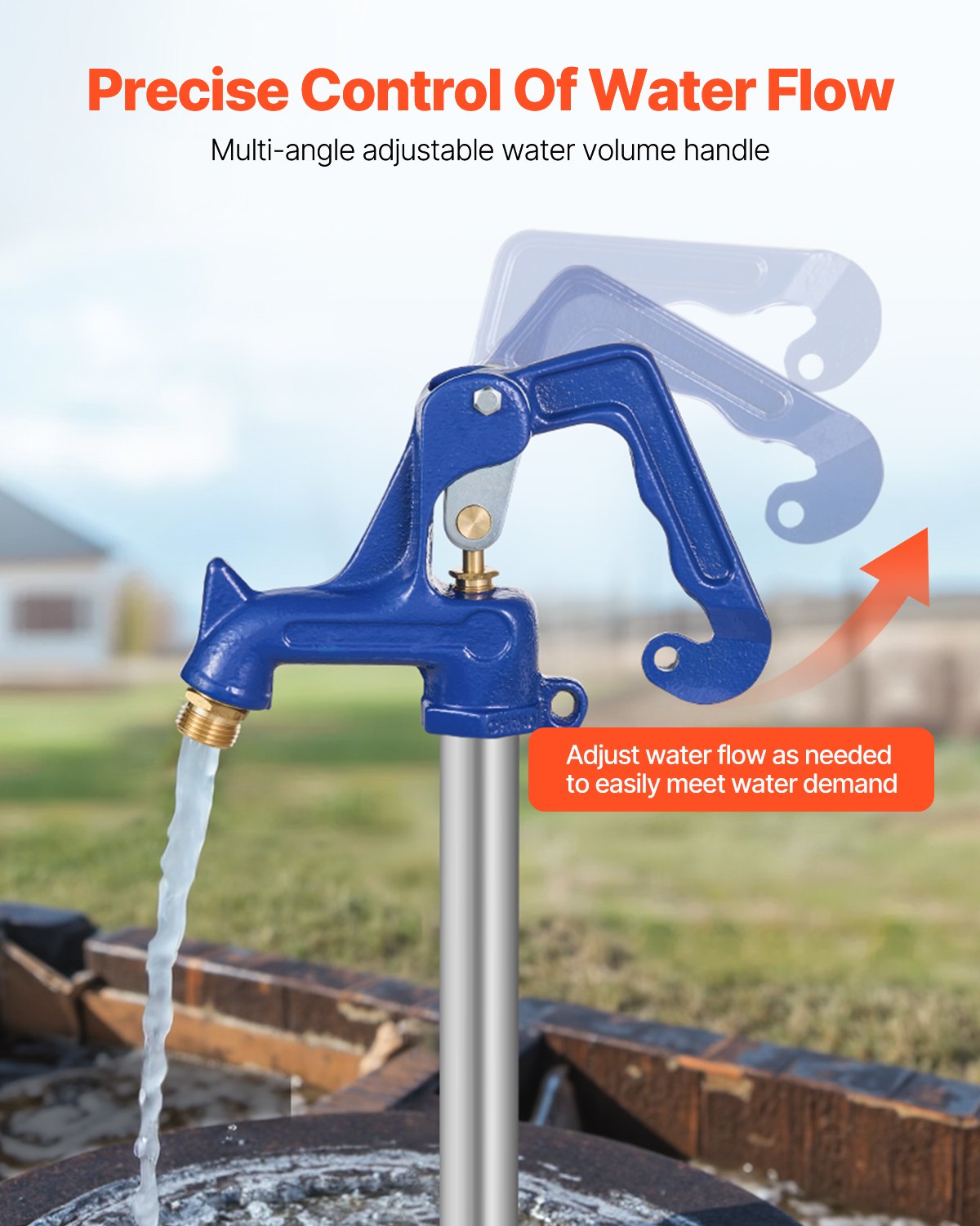 Frost Free Outdoor Faucet - Freeze Proof Yard Hydrant with Adjustable Flow, Heavy-Duty Cast Iron & Brass