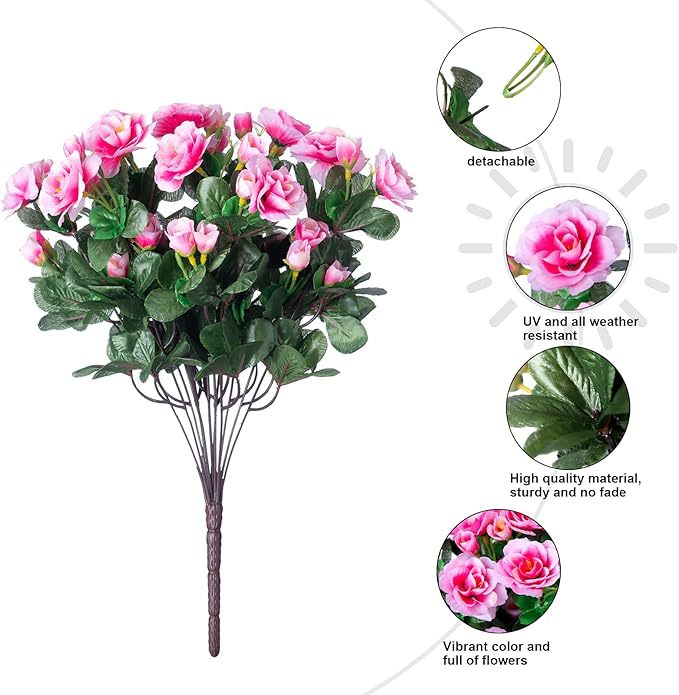 Artificial Green Plant Bouquet with Silk Flowers for Home & Garden Decor