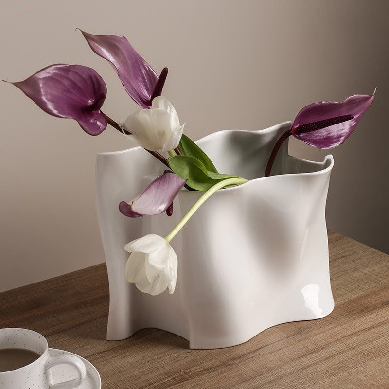 Ceramic Silver Electroplating Flower Vase - Light Luxury Home Decor