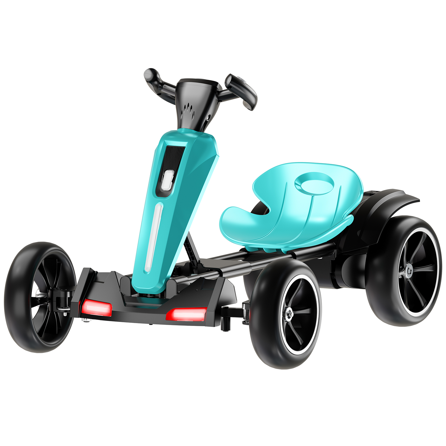 12V Electric Kids Pedal Go Kart with Adjustable Seat - Light Blue