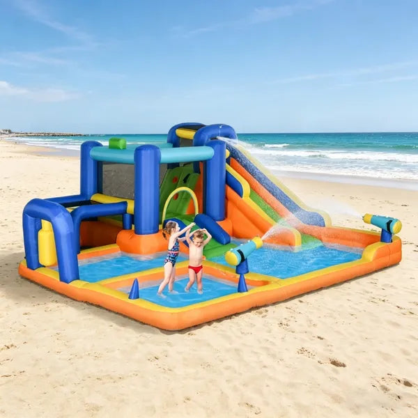 Inflatable Bounce House with Water Slides and Climbing Wall