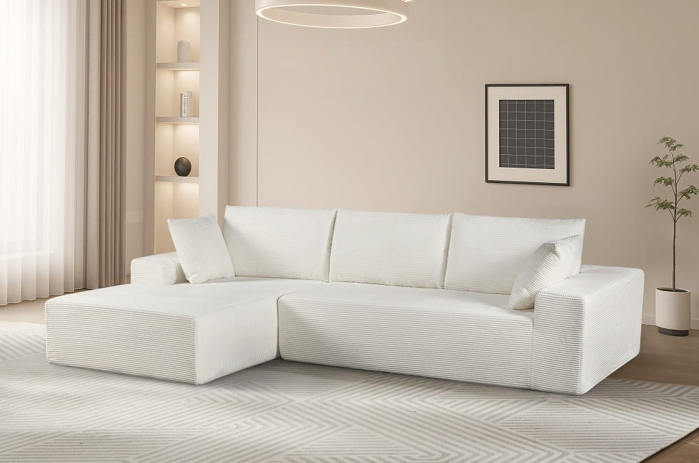 CozyForm Convertible Sectional Sofa In Soft Corduroy, Modern Comfy