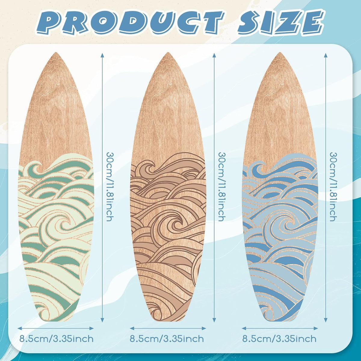 Wooden Beach Surfboard Wall Decoration Set - 3 Pieces European Style