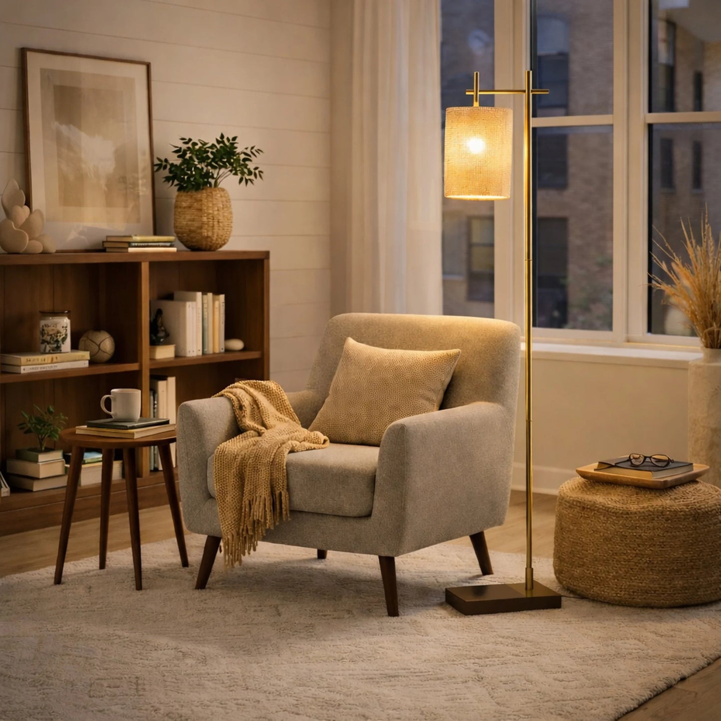 Tall Corner Floor Lamp, Standing Light For Living Room, Bedroom &