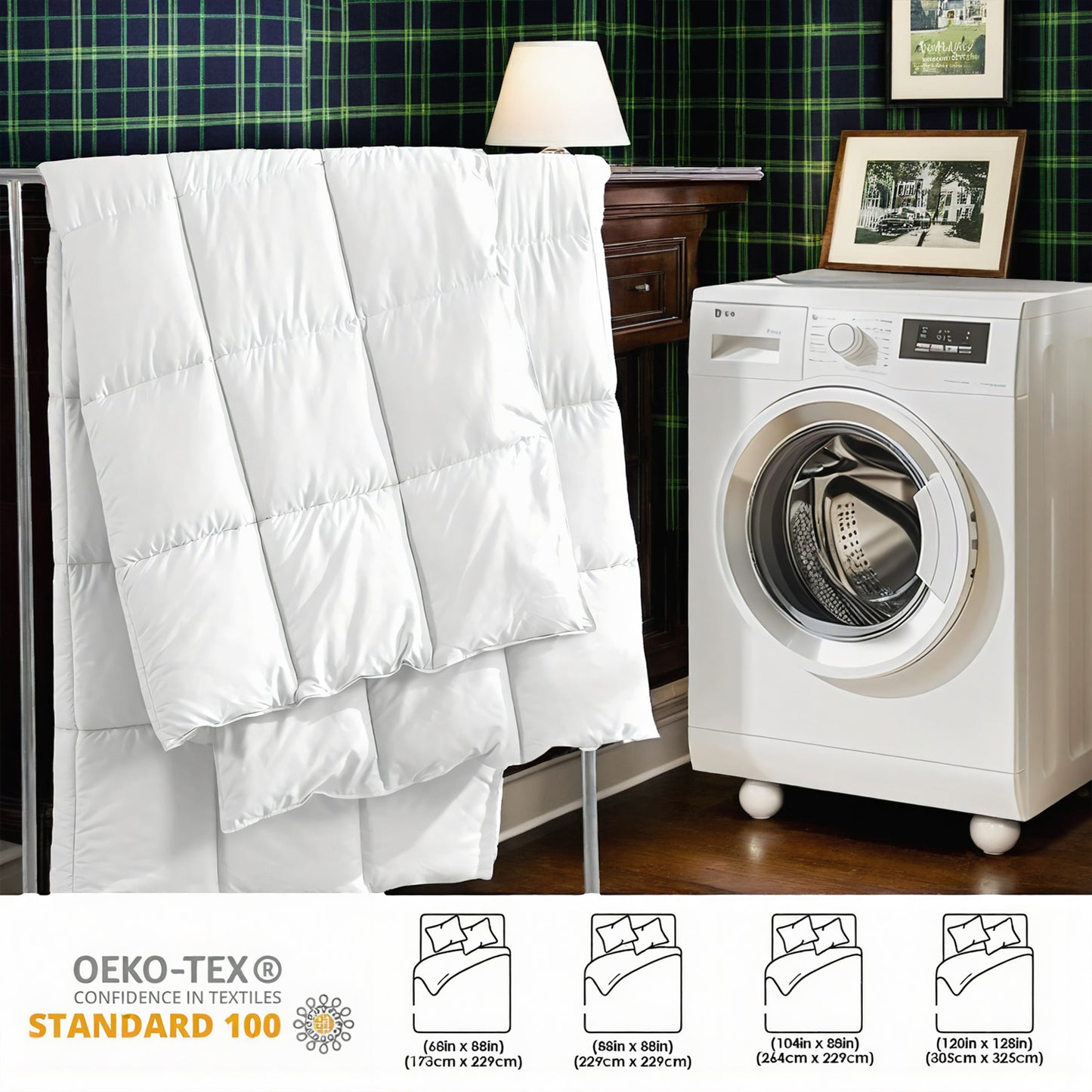 Oversized Cozy Cloud Comforter - Stylish Plaid Design