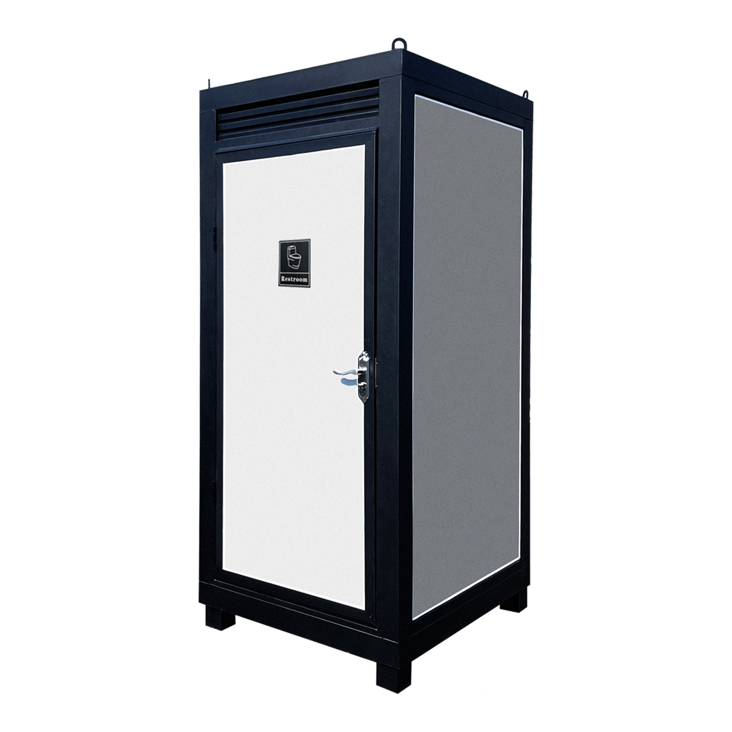 Portable Outdoor Toilet Cabin with Light, Sink & Vent Fan, Silver