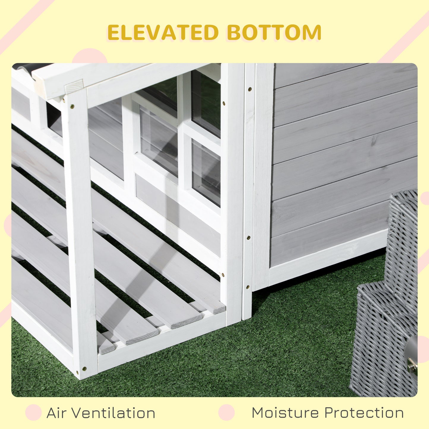Wooden Dog House with Porch and Tilt Roof for Medium Large Dogs - Outdoor Pet Shelter