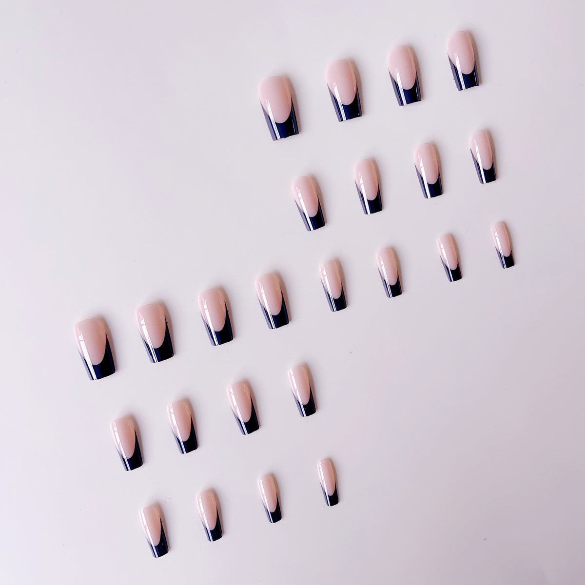 48 Pieces Manicure Set with Nail Art Tools and Glue Types - Black French Nude