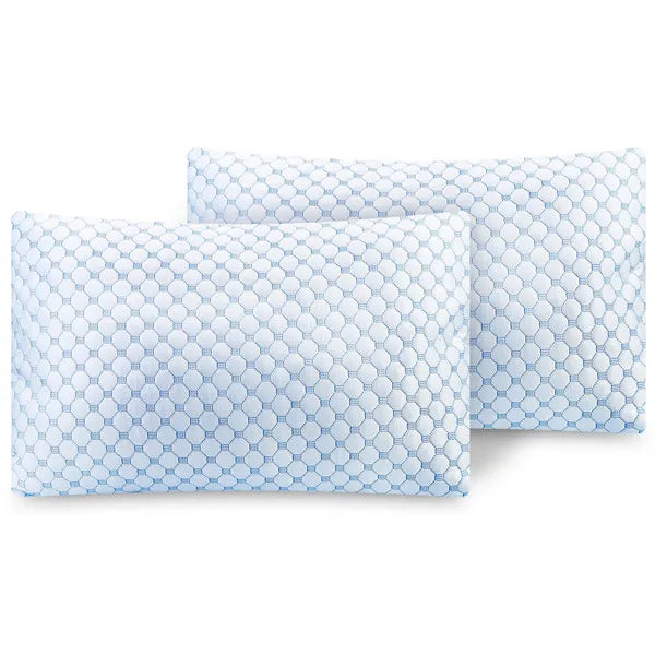 Cooling Memory Foam Pillow Set - Ventilated Gel-Infused Queen Size