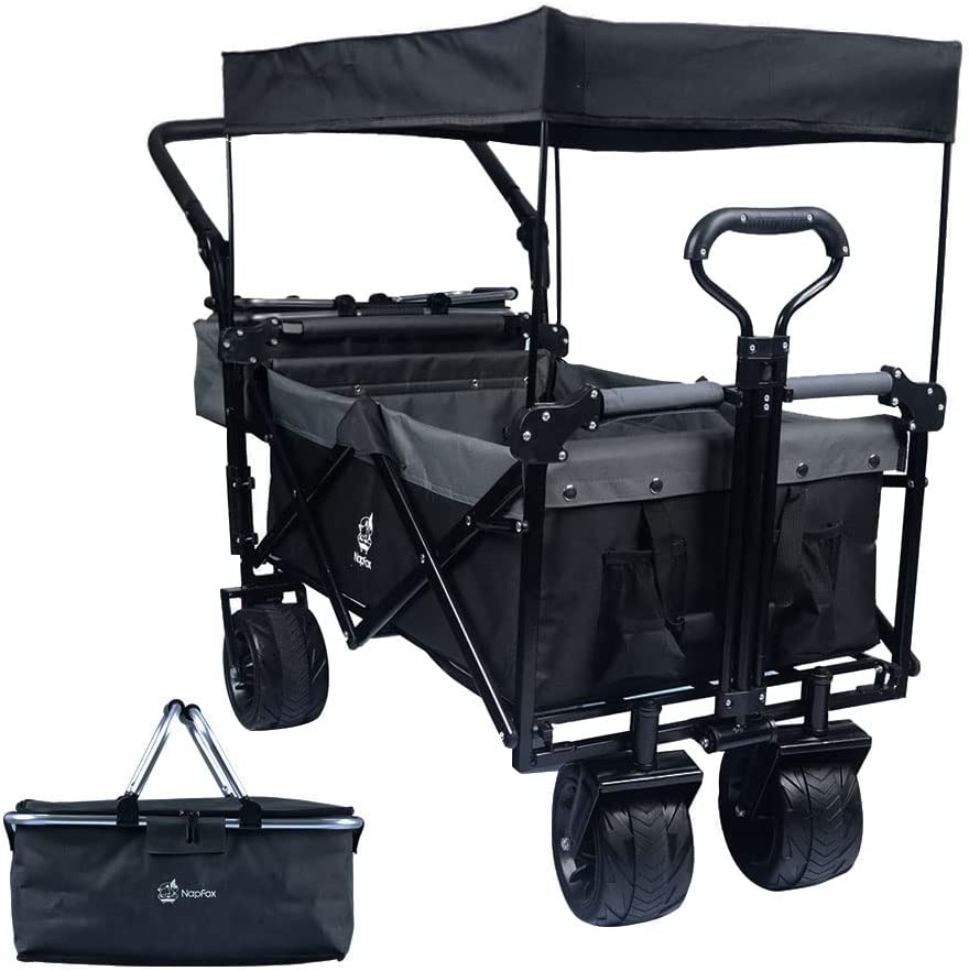 Collapsible Wagon with Canopy - 140L All-Terrain Folding Cart