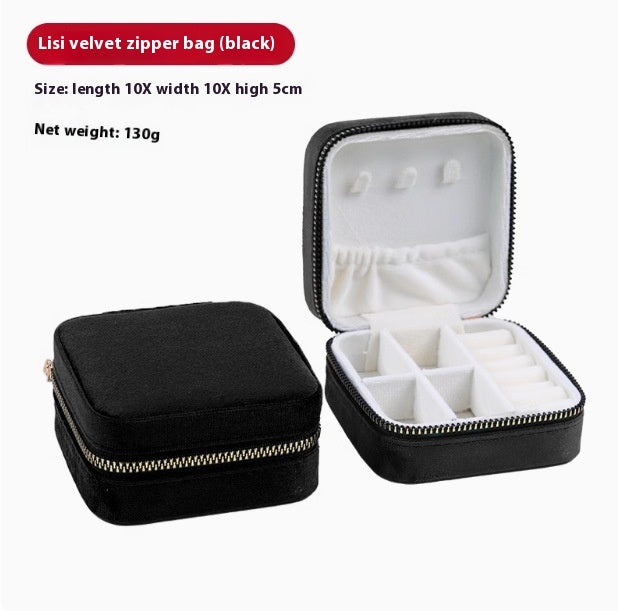 Portable Jewelry Box with Velvet Interior for Rings and Earrings