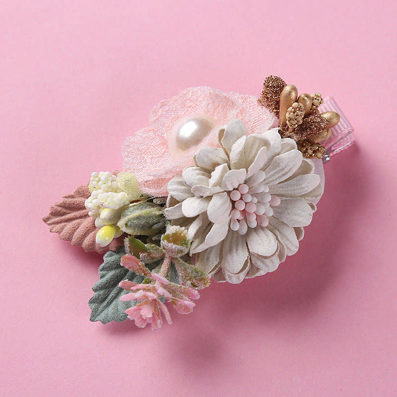Children's Flower Hair Clip - Pearl Finish
