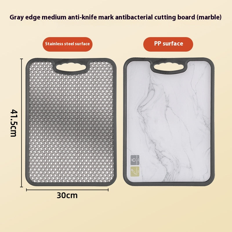 Antibacterial Stainless Steel Cutting Board with Sharpener - Medium Size Kitchen Utensil