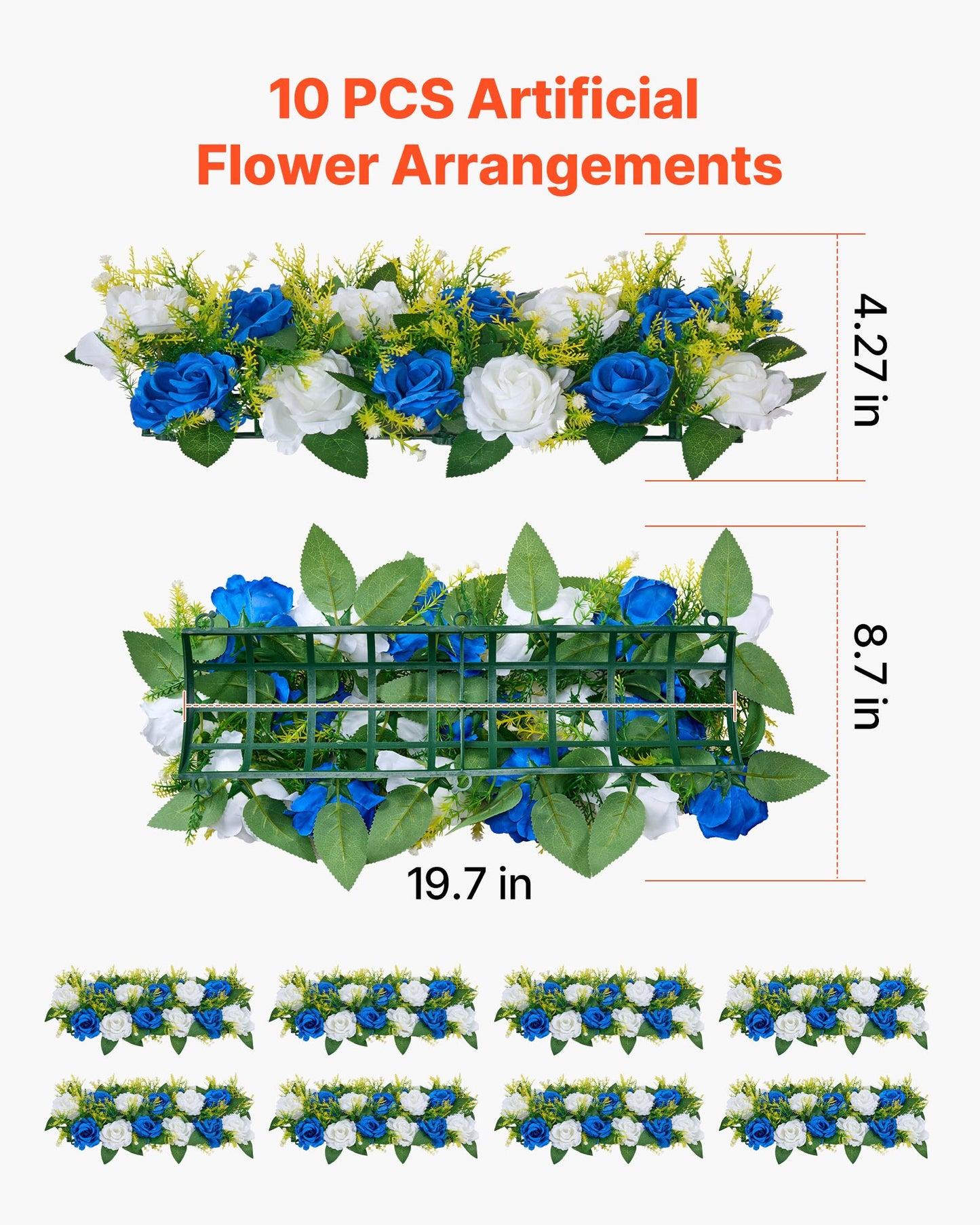 Blue and White Flower Balls for Wedding Centerpieces - 10PCS Faux Flower Arrangements