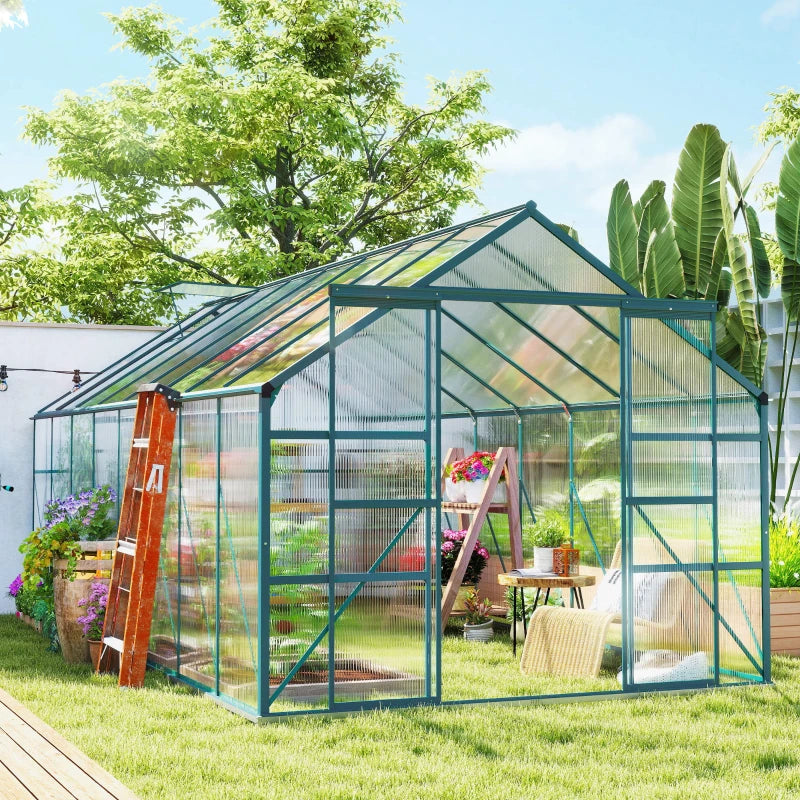 Greenhouse Kit with Aluminum Frame, Polycarbonate Panels, Adjustable Roof Vent