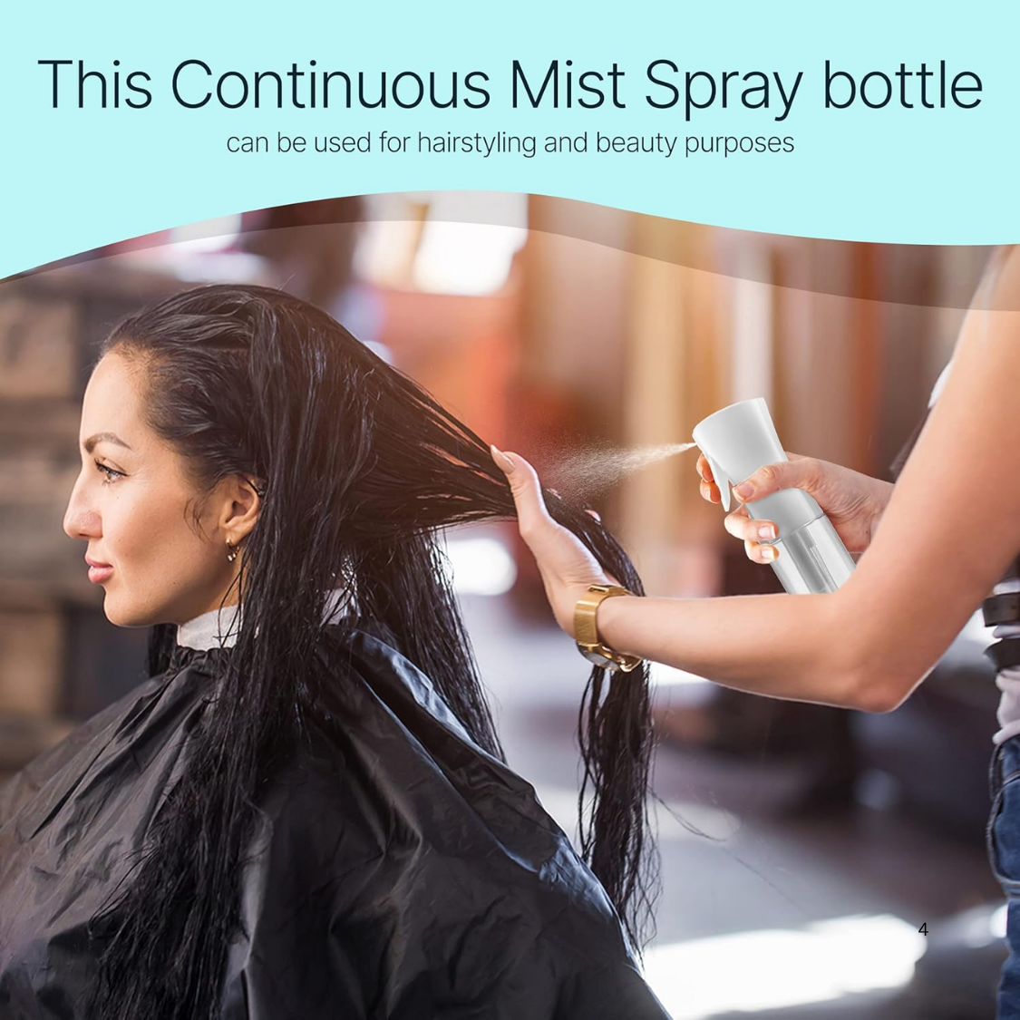 Continuous Mist Spray Bottle for Hair, Plants & Cleaning - Clear