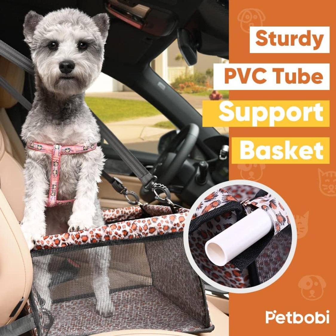 Small Dog Car Seat Booster - Foldable Safety Seat for Small Medium Dogs