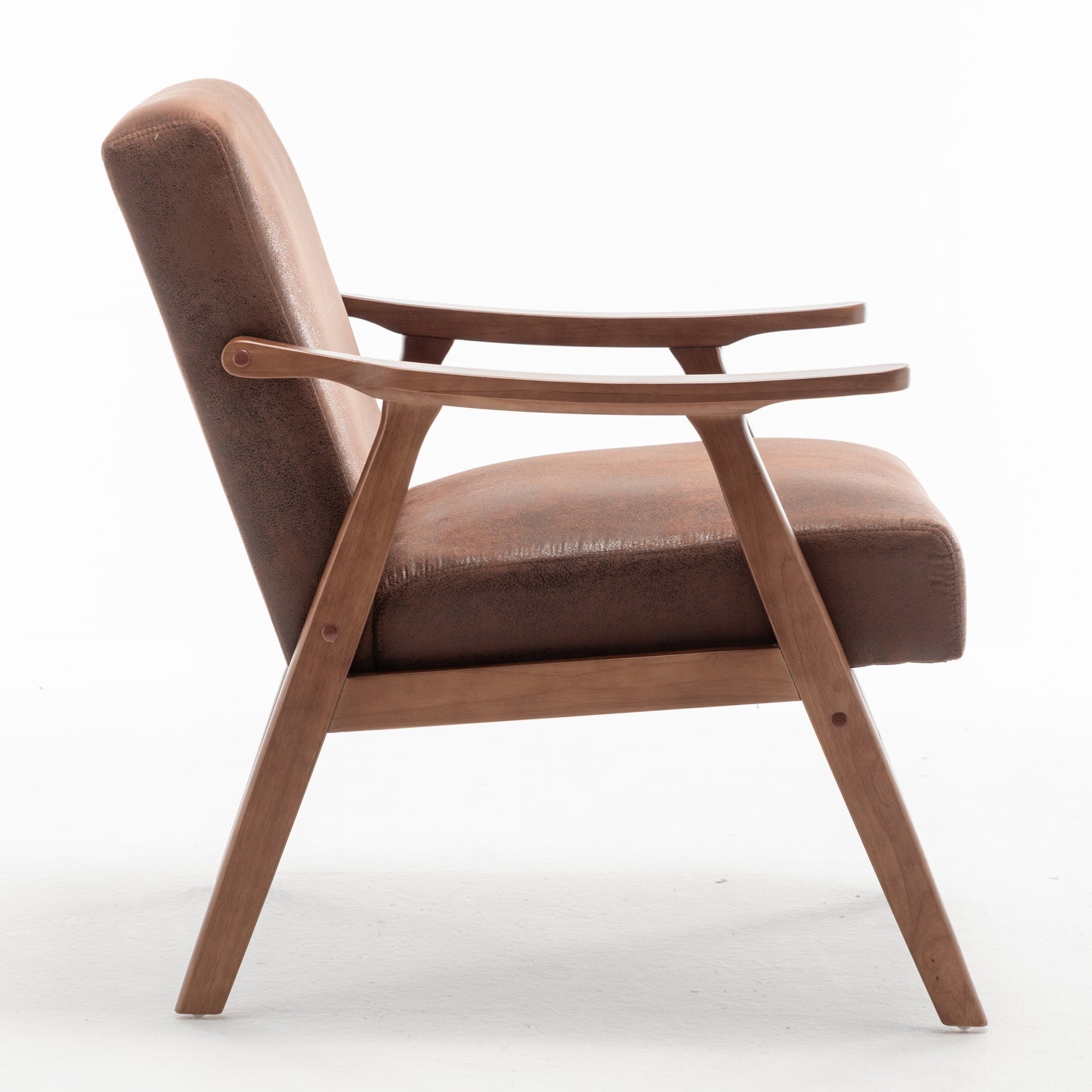 Mid-Century Modern Accent Chair with Solid Wood Frame - Brown