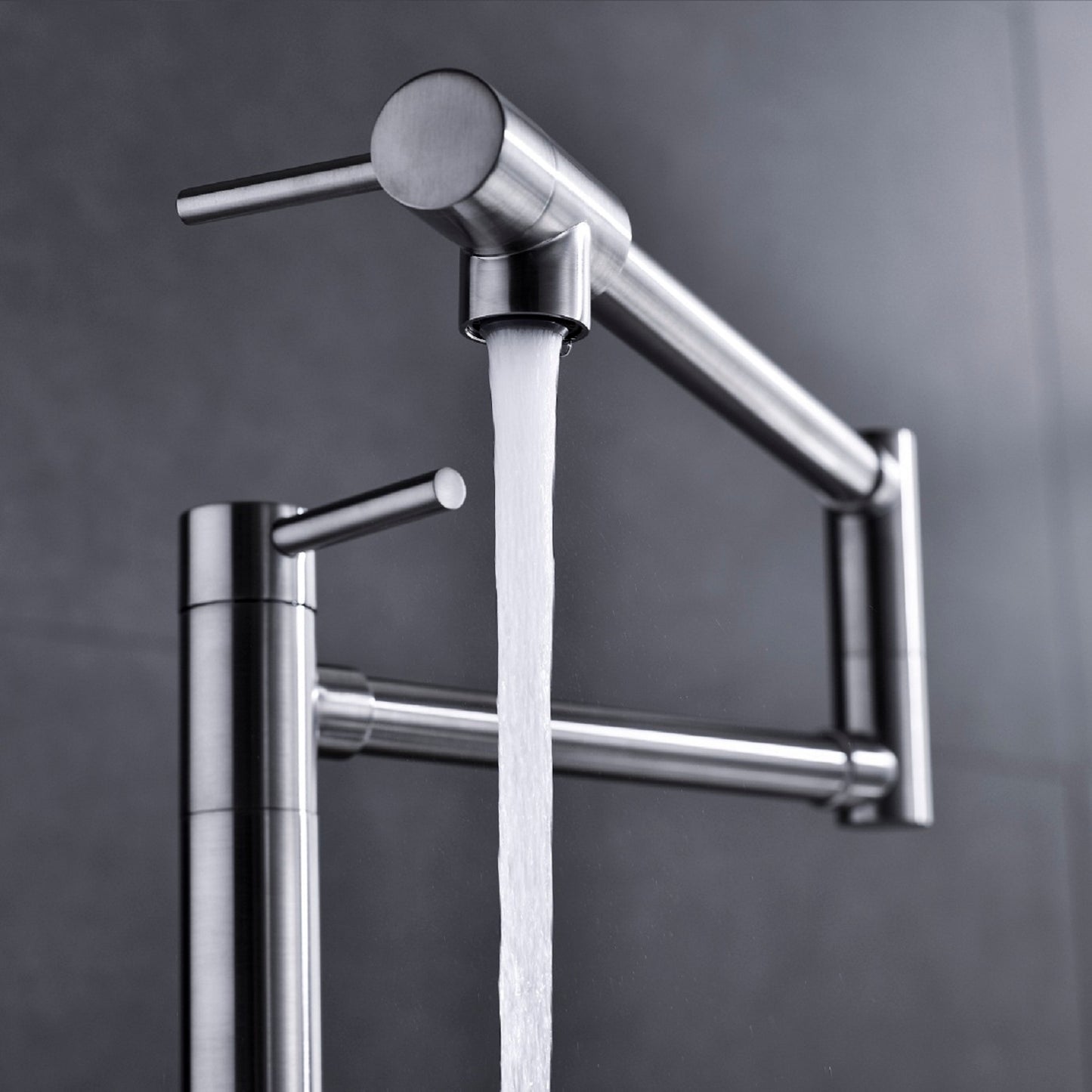 Modern Pot Filler Faucet with Extended Handle - Brushed Nickel