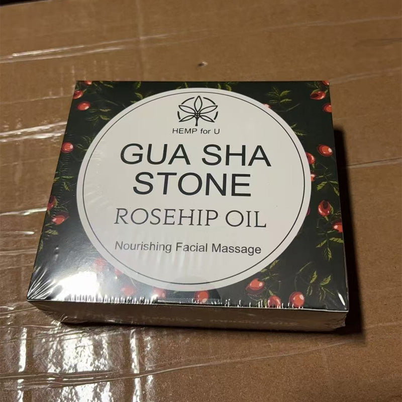 Natural Jade Gua Sha Massage Tool & Face Oil Set with Travel Pouch