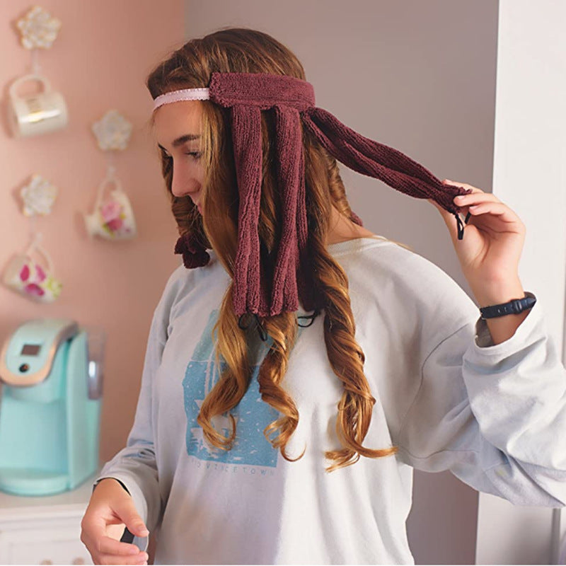 Heatless Curling Headband with Soft Cotton Towel