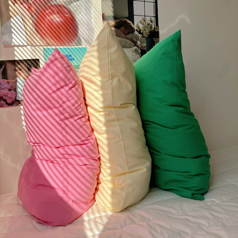 Cotton Pillowcase Solid Color Washable Bed Pillow Cover Home Decor