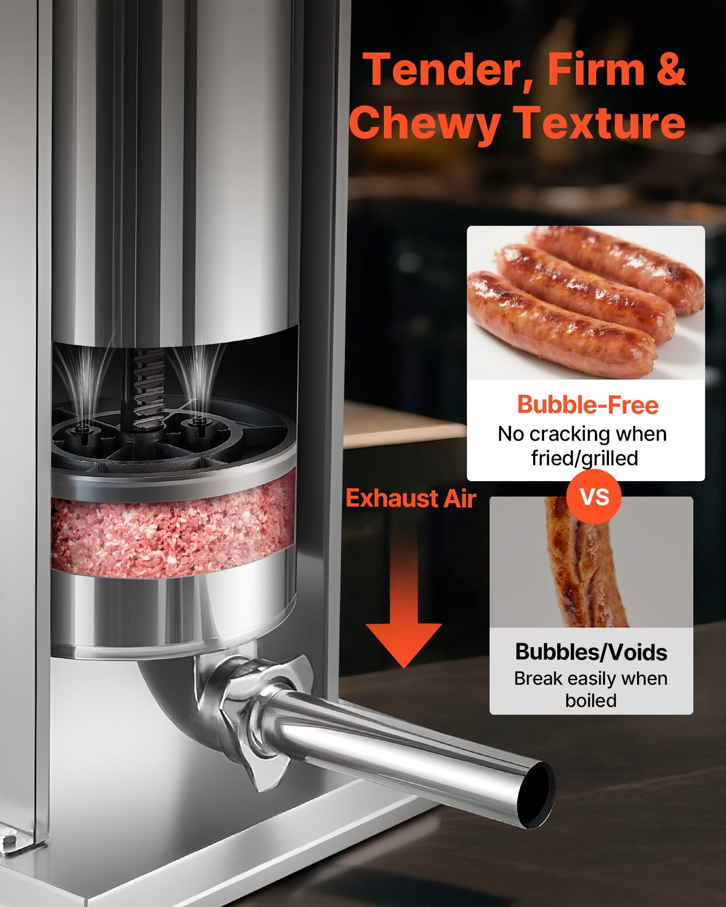 Manual Sausage Stuffer with 5 Tubes - 33 lbs Vertical Meat Filler, Heavy Duty Stainless Steel, Dual-Speed for Home & Commercial Use