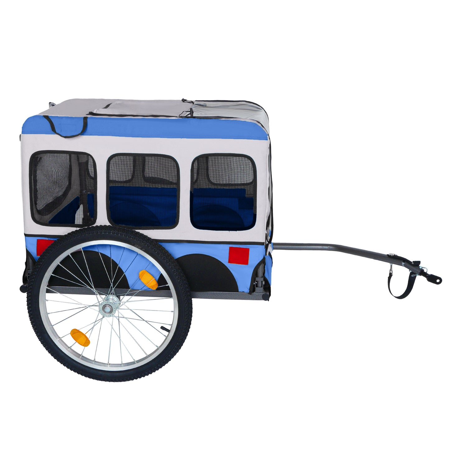 Heavy-Duty Folding Bike Trailer for Dogs with All-Terrain Wheels - Blue Gray