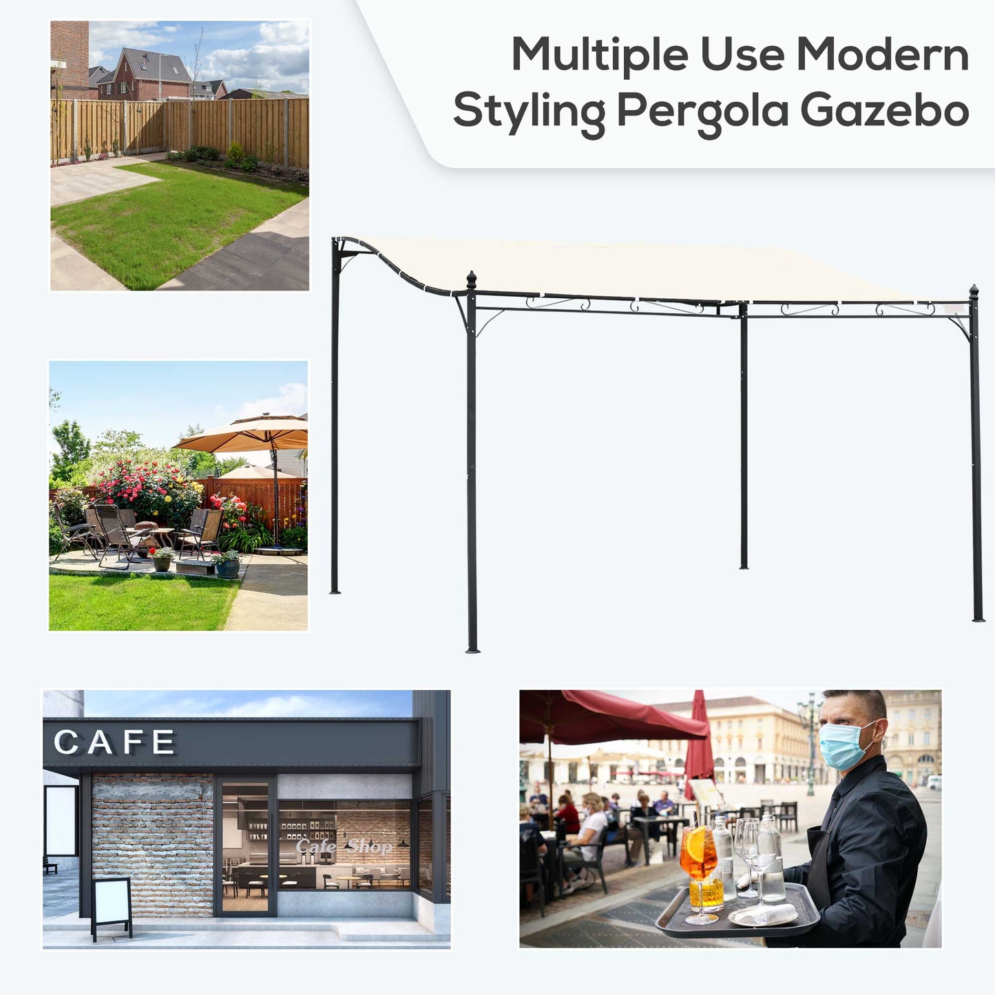 10' x 13' Outdoor Pergola Canopy - Weather-Resistant Cream White