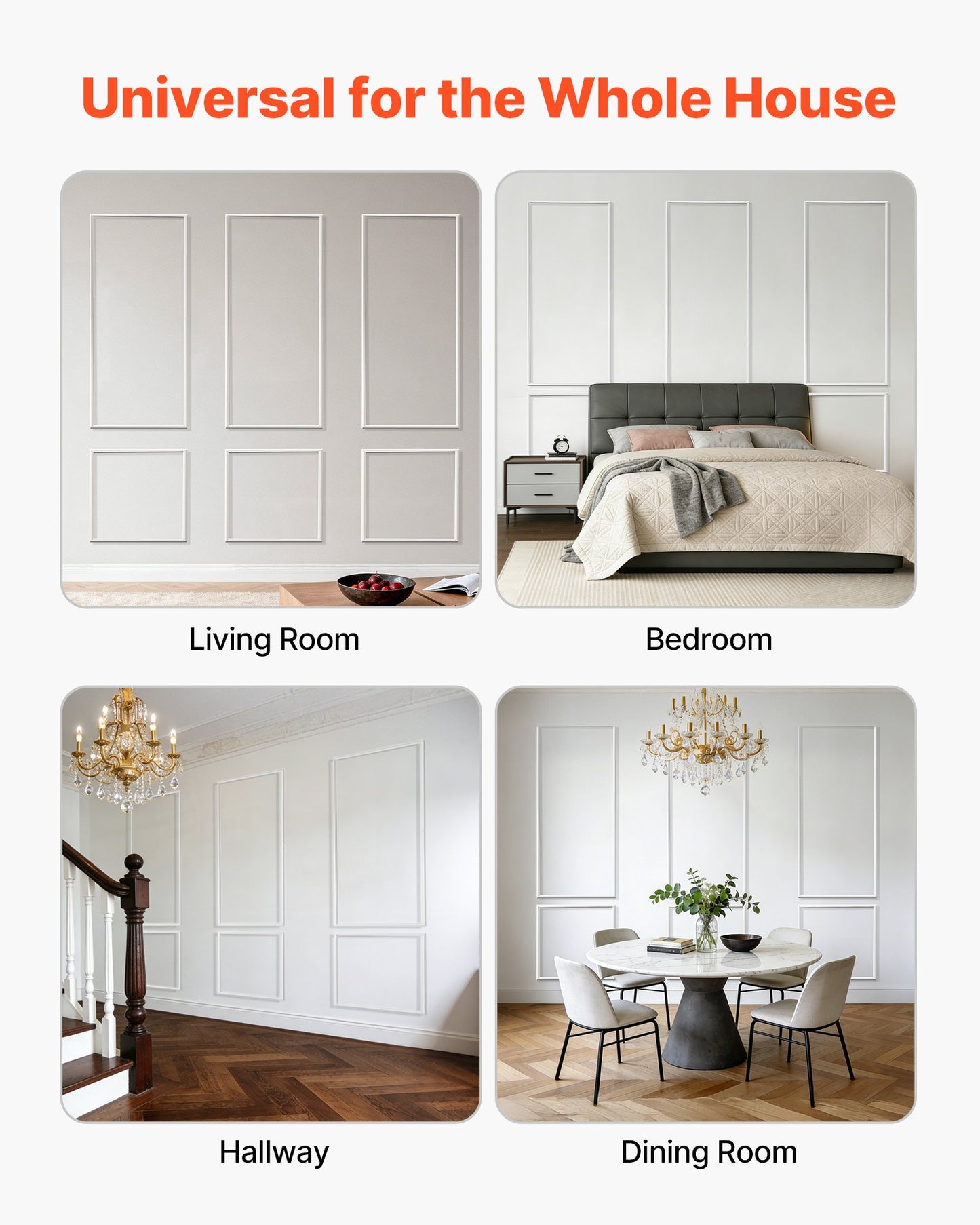 Paintable Wall Molding Kit 3 Pack - Lightweight Waterproof Wainscoting Panels